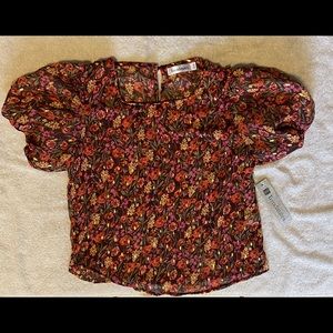 Transparent Floral Ballon Sleeve Dress Shirt